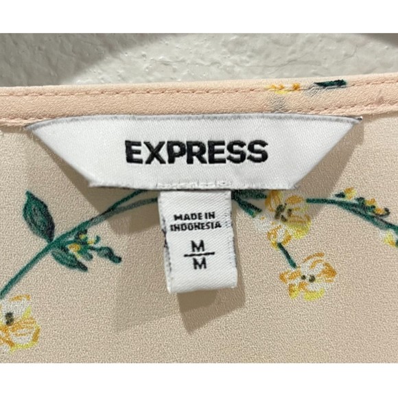 EXPRESS Cream Floral Kimono Sleeve Wrap Blouse - Picture 2 of 4